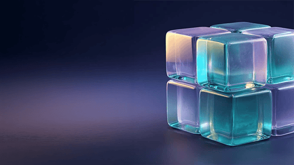 Bunte Glaswürfel symbolisieren innovative IT-Lösungen bei accompio.
